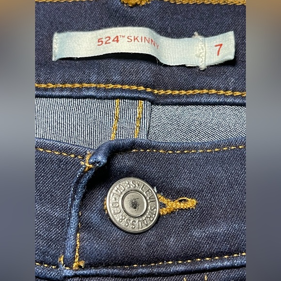 LEVI'S 524 Skinny Dark Wash Stretchy‎ Jeans Sz 7/28 EUC B-45 - Picture 4 of 10